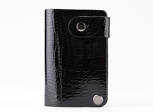 HASSION cute card holders for ladies black lizard leather card cases