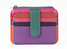 HASSION colorful cross leather card cases  with zipper and clasp for women